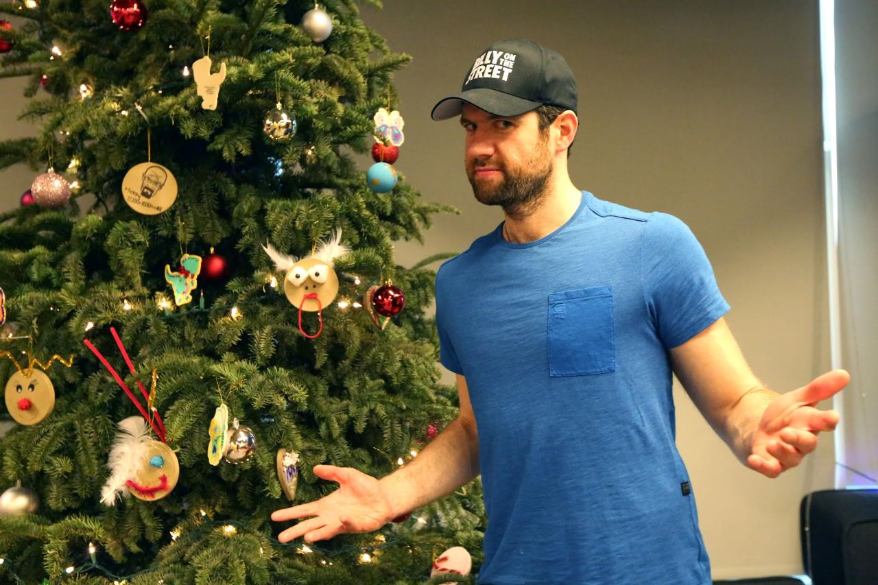 Seasons greetings from Billy Eichner and the Christmas tree in our office!