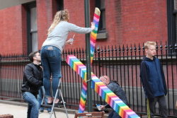 gaywrites:  In an apparent act of attempted intimidation, someone in New York chained a massive cross to Gay Street in Greenwich Village, the LGBTQ neighborhood, on Good Friday. Over the next few days the cross moved to different locations, always chained
