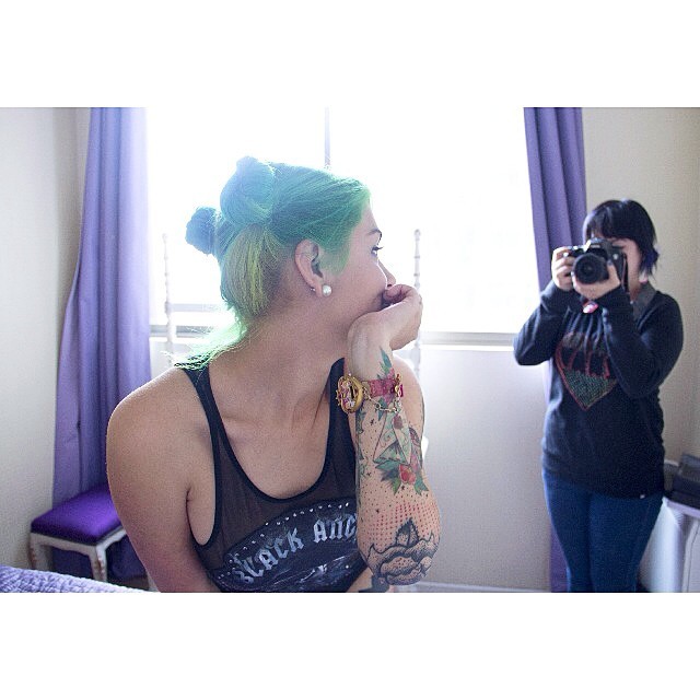 therainbow-whale:  Backstage from todays photoshoot for Suicide Girls with @aenemona