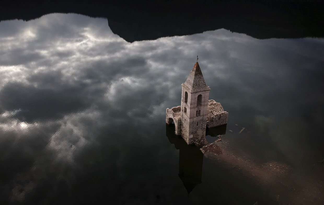 abandonedandurbex:11th-Century church, Vilanova de Sau, Spain, usually covered by