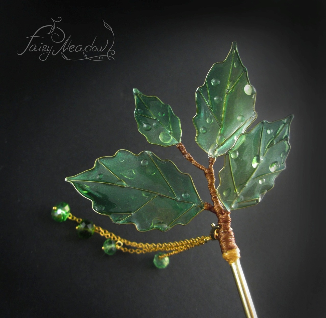 anthropologyarda: sosuperawesome:  Resin Leaf Hair Pins Fairy Meadow Flowers on Etsy