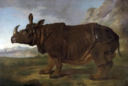 emeticanemesi: Jean-Baptiste Oudry (1686-1755), Clara the Rhinoceros, 1749. Oil on canvas, 310 x 456 cm.   Staatliches Museum, Schwerin (Germany)   Clara (about 1738-14 April 1758) was a female Indian rhinoceros who became famous during 17 years of