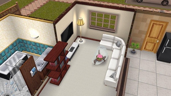 My Sims Free Play - Fancy House: open-plan lounge area, dining and