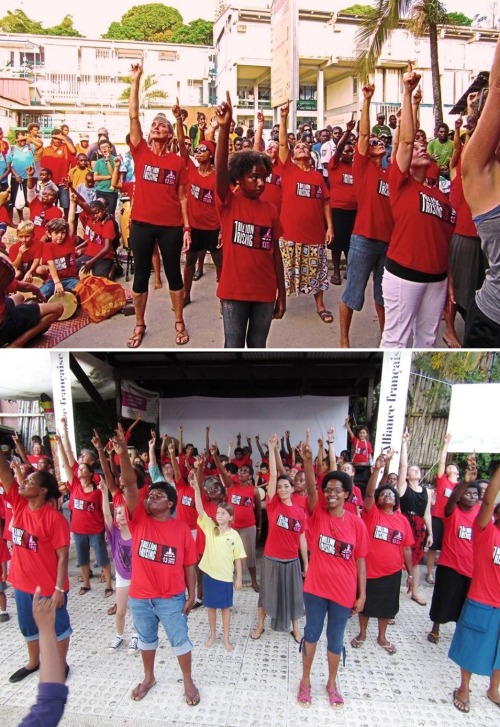 “Port Vila, Vanuatu is RISING! A flash mob in the central marketplace, then drumming and a dan