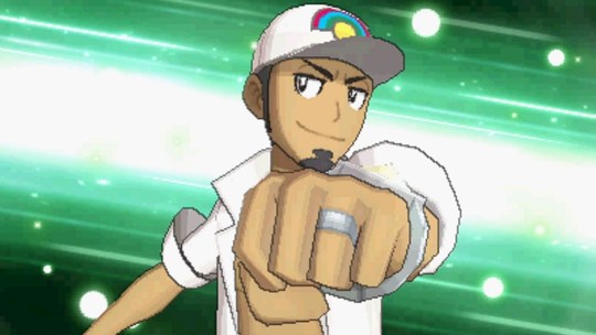 buffskitty:  havin-a-good-time: buffskitty:  My favourite part of Pokemon Sun and Moon is still Kukui’s battle pose  He either bouta smack ya a new fist pump or he’s showing off how happy he is to be married  Both