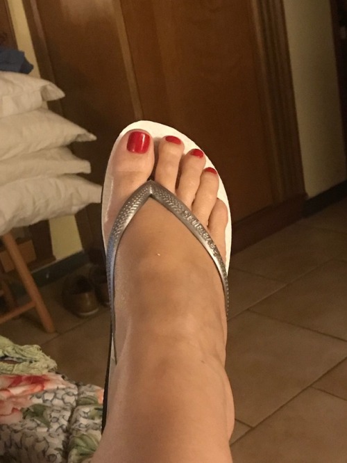 Silver flip flops on Flip Flop Friday.