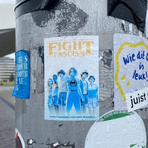 &lsquo;Fight Fascism&rsquo; Stranger Things antifa sticker seen in Amsterdam, Holland