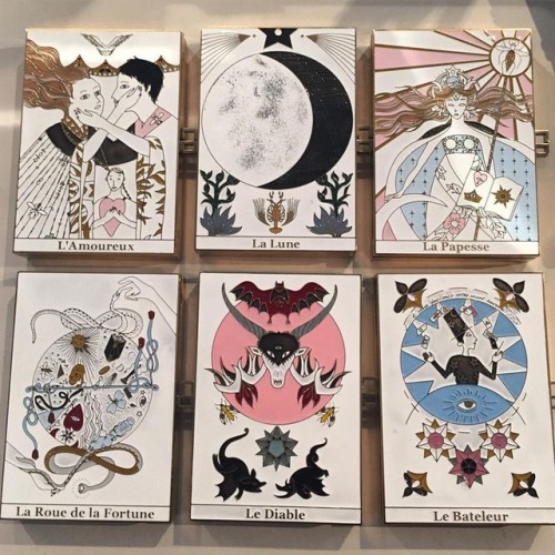 moongloss:Dior tarot card inspired box clutches