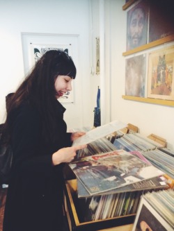 choirsofwinter:  Pictured above: me in my natural habitat  Sorry for the overload of my face here, but I had the best experience at Pyramid Records in San Francisco today. Bobby, the owner, has the most amazingly curated selection and he’s also really