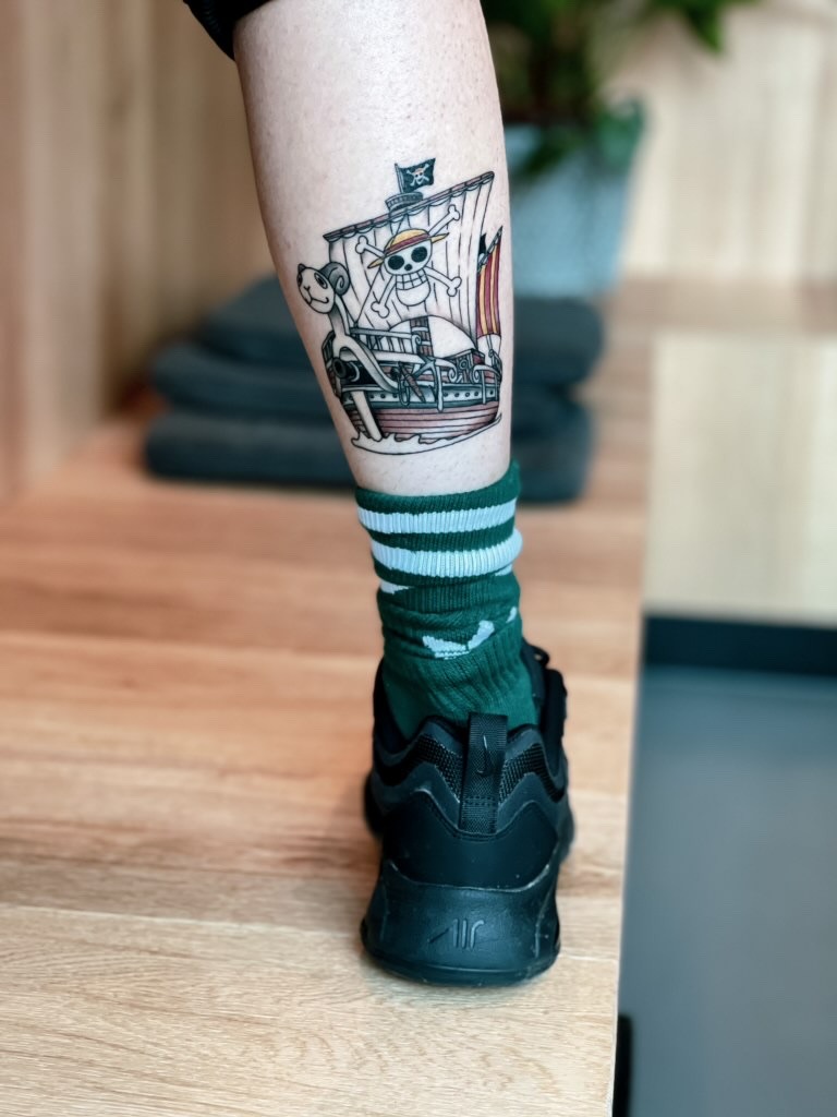 One Piece Going Merry done today Message me bofthedead for any anime  tattoos pdx pdxtattoo anime animetattoo animetattoos  Brian Easlon  bofthedead on Instagram