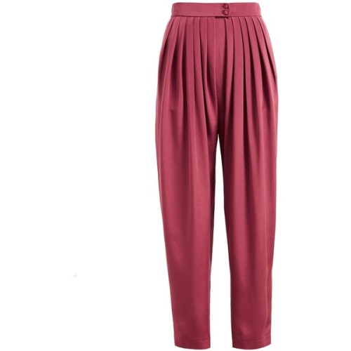 WtR - WtR Burgundy Silk High Waisted Peg Leg Trousers ❤ liked on Polyvore (see more high waisted pan