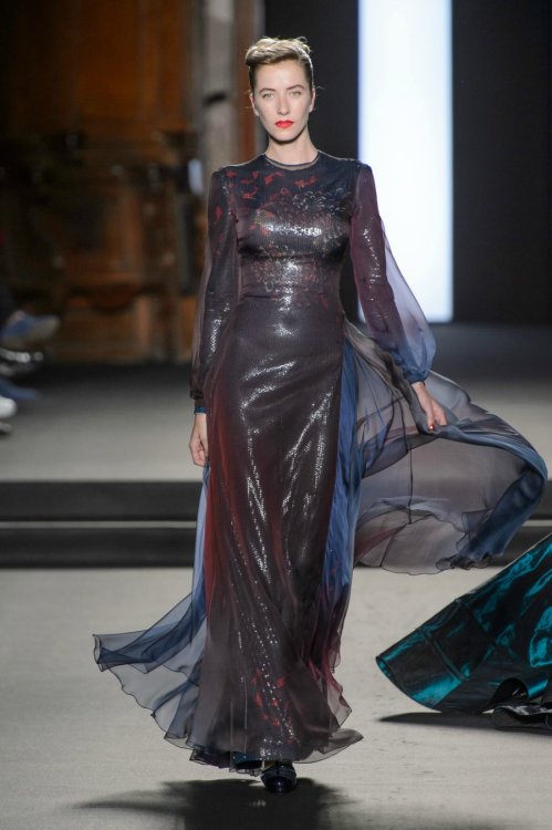 Delicate finery - chiffon overdress with dark metallic long gown