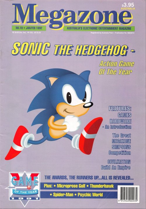 Megazone #19, Jan ‘92 - 'Sonic The Hedgehog’ cover.