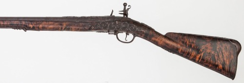 Flintlock fowling musket crafted by John Cookson, early 18th century.