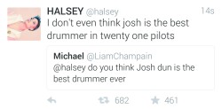 pinoccihoe:  basementdemo:  halseysivan18:  falloutboyfucker666:  brutal….  THIS WAS A BEATLES REFERENCE IN AN INTERVIEW SOMONE ASKED JOHN LENNON IF THEY THOUGHT RINGO WAS THE BEST DRUMMER AND HE SAID THIS  i cant believe ringo dragged josh dun way