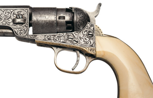Rare engraved Colt Model 1862 pocket revolver with ivory grips.Estimated Value: $4,500 - $7,000