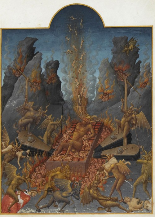 thefugitivesaint:Limbourg Brothers (1385-1416), ‘Folio 108 - Lucifer in Hell’, from &ldq