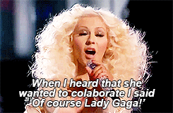mother-gaga:  Christina Aguilera talking about Gaga on The Voice. 