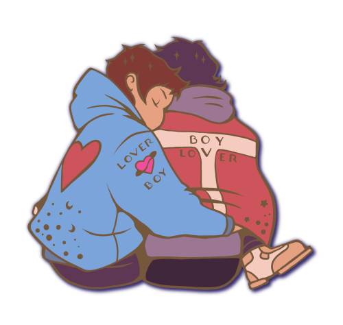 Anyone remembers this Loverboy/Boylover idea? You can now find it in my shop as enamel pin and acryl