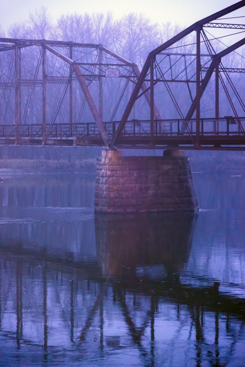 Blue hour blue-ness of the Sutliff Bridge on the Cedar River.