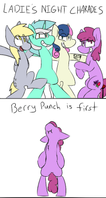 input-command:  Derpy wins round one!  Berry Punch gets a bonus point for dedication to the theme.   xD!