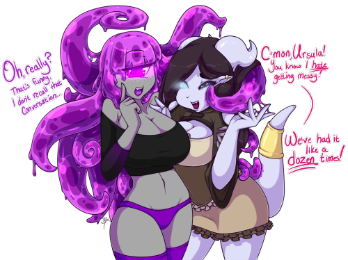 “C'mon, Ursula! You know I HATE getting messy!”“Oh, really? That’s funny, I don’t recall that conversation”“We’ve had it like a DOZEN times!”A commission for my sweet bb tentacleyumyum of her babe