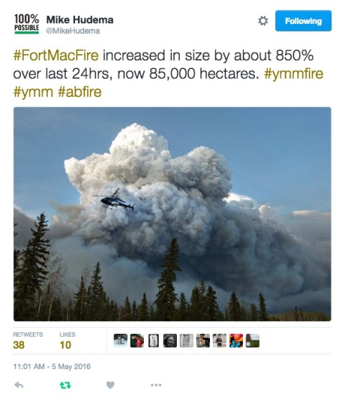 corporal-linguine:allthecanadianpolitics:The Fort McMurray fire has grown in size by ~850% in the pa