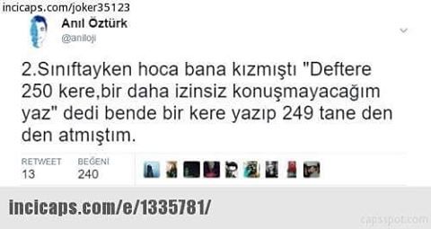 2. sınıftayken hoca bana...