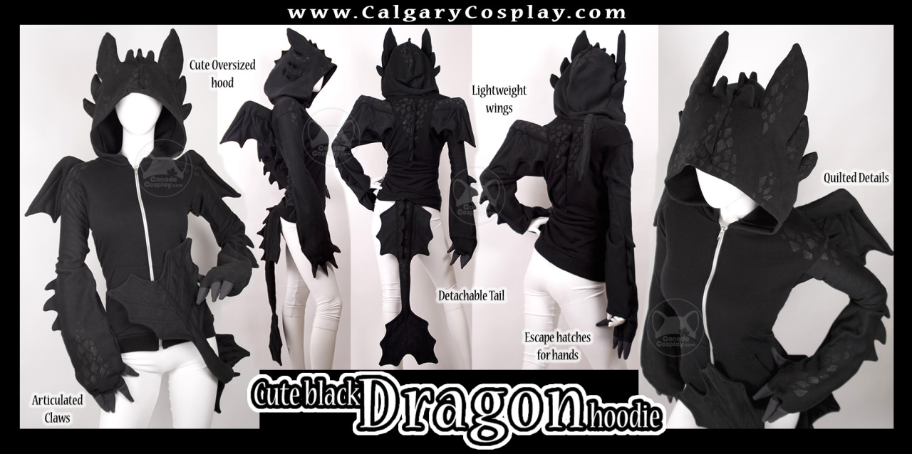 Cute Black Dragon Hoodie by calgarycosplay I dont care if it doesnt fit me and if