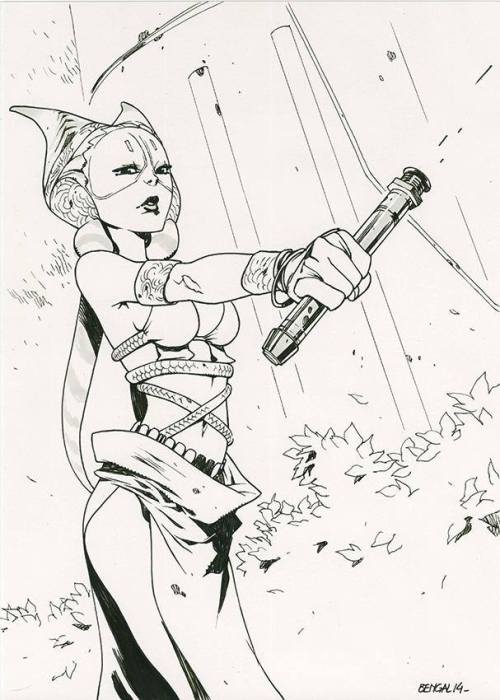 bear1na:  Star Wars - Darth Vader, Yoda, Togruta, and Slave Leia by Bengal *