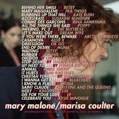 mary malone x marisa coulter (his dark materials) playlist [spotify]i had to make a playlist for the