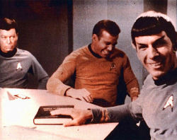 allabout-theirony:  Nimoy laughing on set