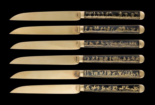  Object of the Week: Set of 24 Gold Dessert Knives with Reverse-Gilded Glass Handles, Pierre Bizos (