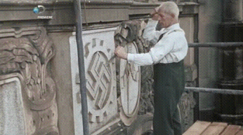 antifainternational:   We are sharing some of our favourite gifs each day this month for Antifa International’s fifth anniversary. Today: Nazi monuments being destroyed after the defeat of Nazi Germany.