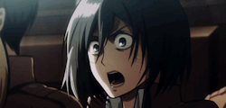 sippingcoffeeandwatchinganime:  Realest reaction, hands down. Mikasa, you are the queen.   