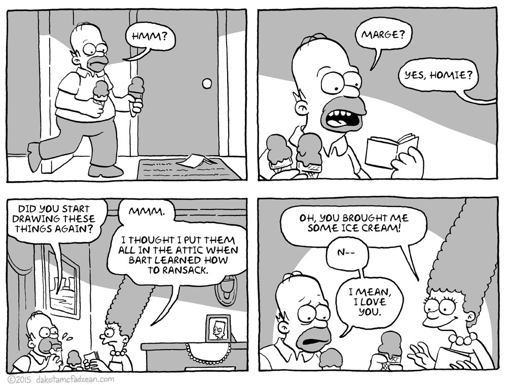 dakotamcfadzean:  I made this comic back in 2013 for a Simpsons fanzine that didn’t