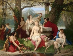 aphroditepandemos:   Diana Goddess Of The Hunt Surrounded By Her Servants - Luis Devedeux