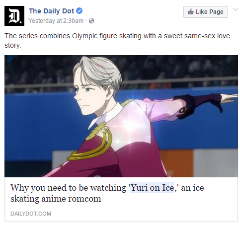 tiredspacecadet:the daily dot classifies yuri on ice as a skating romcom im literally screaming