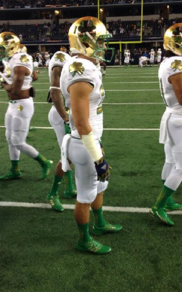 notashamedtobemen:  Austin Collinsworth wears football pants for Notre Dame. 