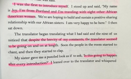 odinsblog:  Dr. Joy DeGruy: Post Traumatic Slave Syndrome    When I went to Africa, on my way to Uganda we had a layover in Nairobi, Kenya. This beautiful woman who was helping us get to the right terminal asked me if I Iiked chicken or fish more, I said