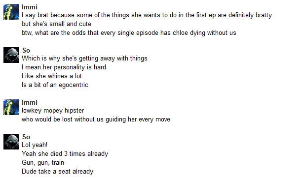 The title of this post is pretty inaccurate. There are maybe five sentences of interaction