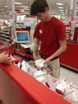 ijustwanttohugdavidtennant:  eloquent-in-death:  yugoswagic:  hot guy at target bagging my bra  WHY DID YOU TAKE A PICTURE OF ME   