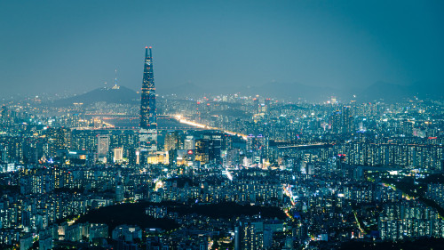 Seoul on a rainy night.