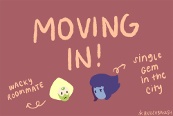 anushbanush:  I made a cute little comic of when they move into the city for the first time!btw, this is the backstory of the pictures on lapis’ wall from this drawing.   omg best roomies! &lt;3 &lt;3 &lt;3