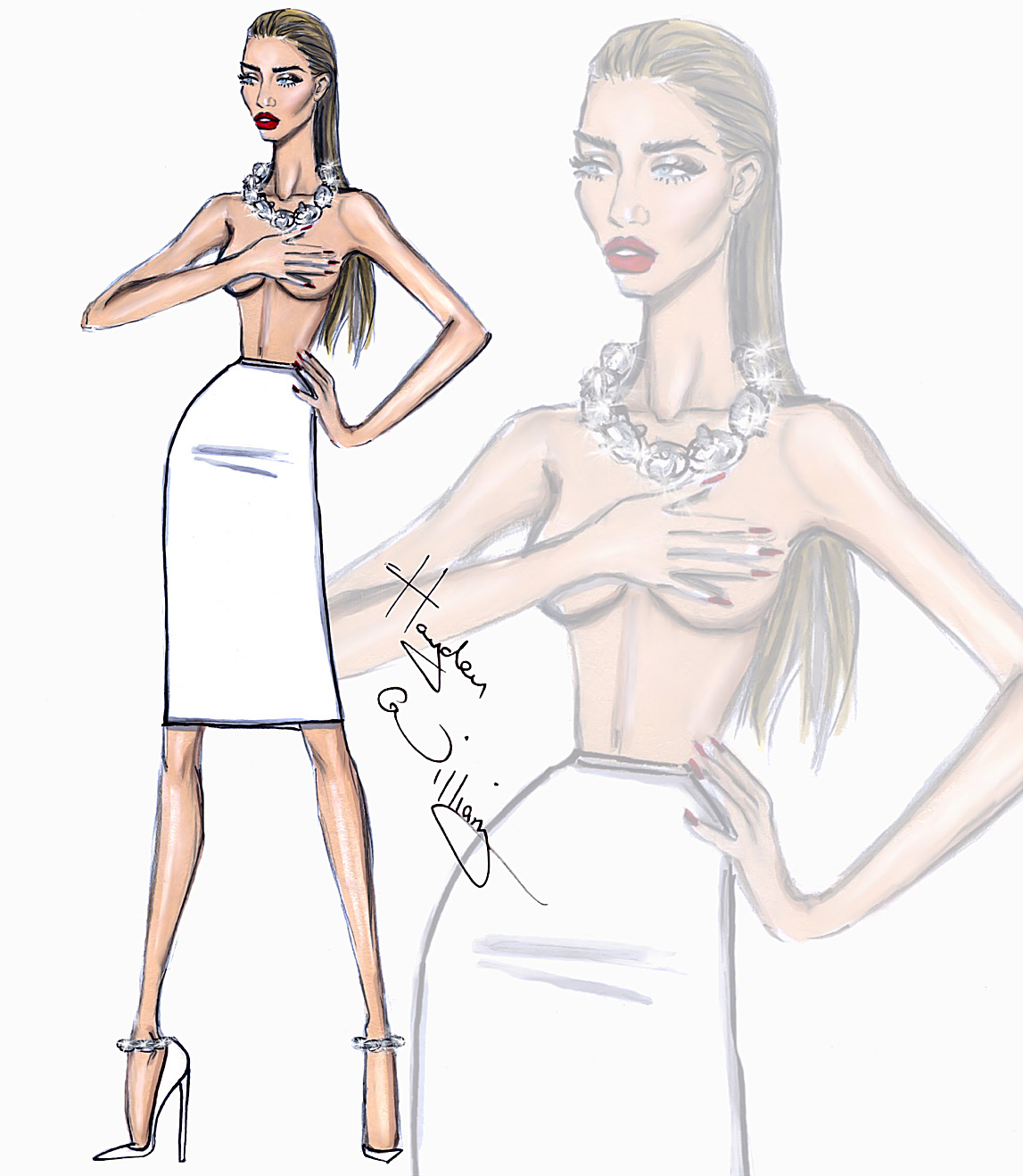 haydenwilliamsillustrations:  &lsquo;Bare Minimalist&rsquo; Rosie Huntington-Whiteley by