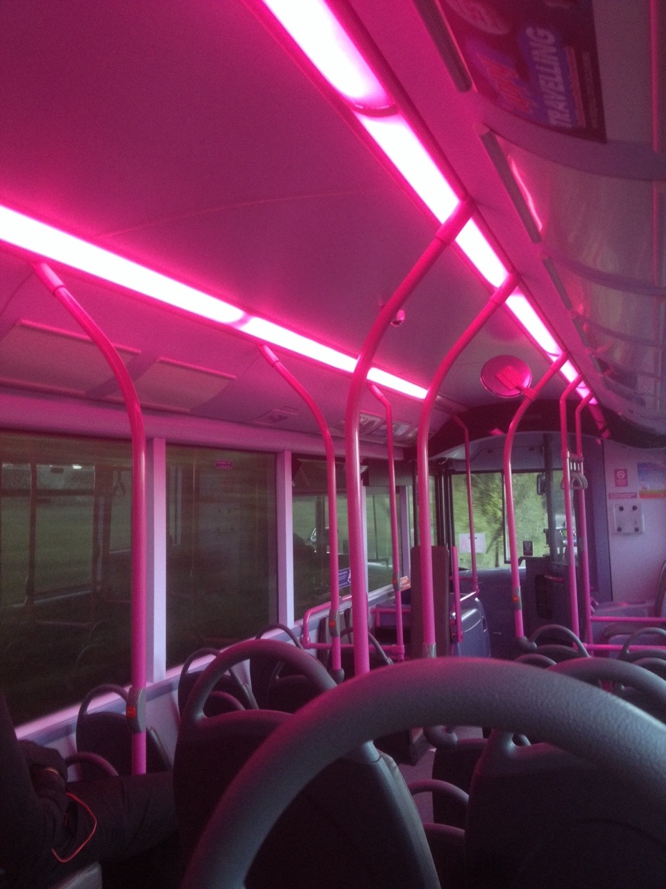 weakvicious:  My bus is all pink and glowy 