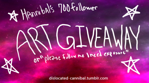 dislocated-cannibal:Hey there. I really need exposure for my art so I figured I’d do a giveaway, alo