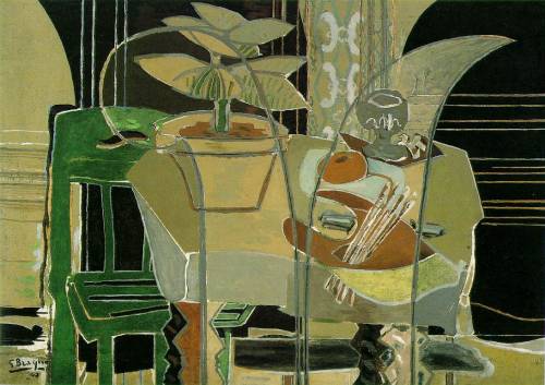 artist-braque: Interior with Palette, 1942, Georges BraqueMedium: oil,canvas