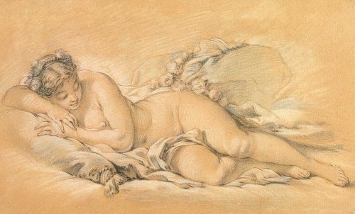 artist-francois-boucher:Young Woman Sleeping, 1760, Francois BoucherMedium: chalk,pastel,paper