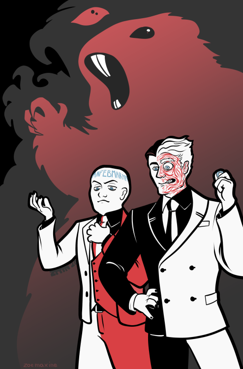 zmtn: [images: black, white, grey and red illustration of Two Face and Calendar Man, with their eyes